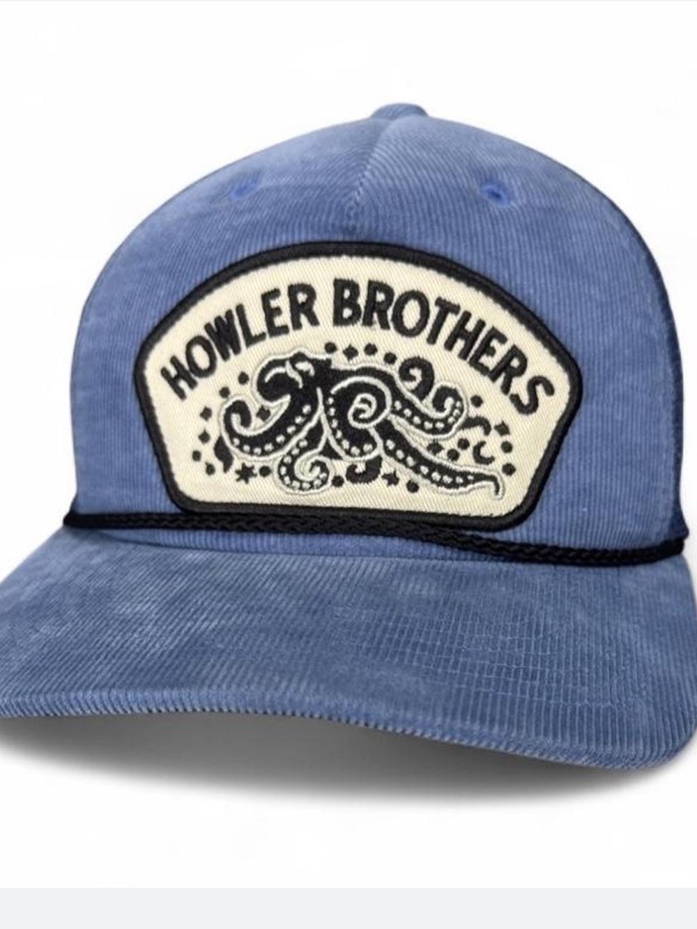 Howler Brothers Corduroy Snapback Hat Blue Octopus Patch Mesh Trucker Cap Retro